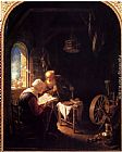 Gerrit Dou Canvas Paintings - The Bible Lesson, Or Anne And Tobias